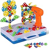 224 Piece STEM Building Set for Kids, Mosaic Drill Set Creative Puzzle Toy for Boys and Girls 4 5 6 7 8 Years Old, Design Dri