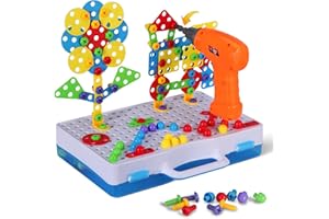 224 Piece STEM Building Set for Kids, Mosaic Drill Set Creative Puzzle Toy for Boys and Girls 4 5 6 7 8 Years Old, Design Dri