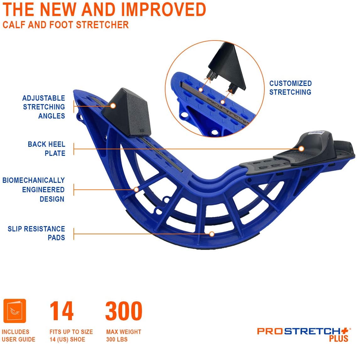 ProStretch Plus Blue, Adjustable Calf Stretcher & Foot Rocker for Plantar Fasciitis Achilles Tendonitis - Image 3
