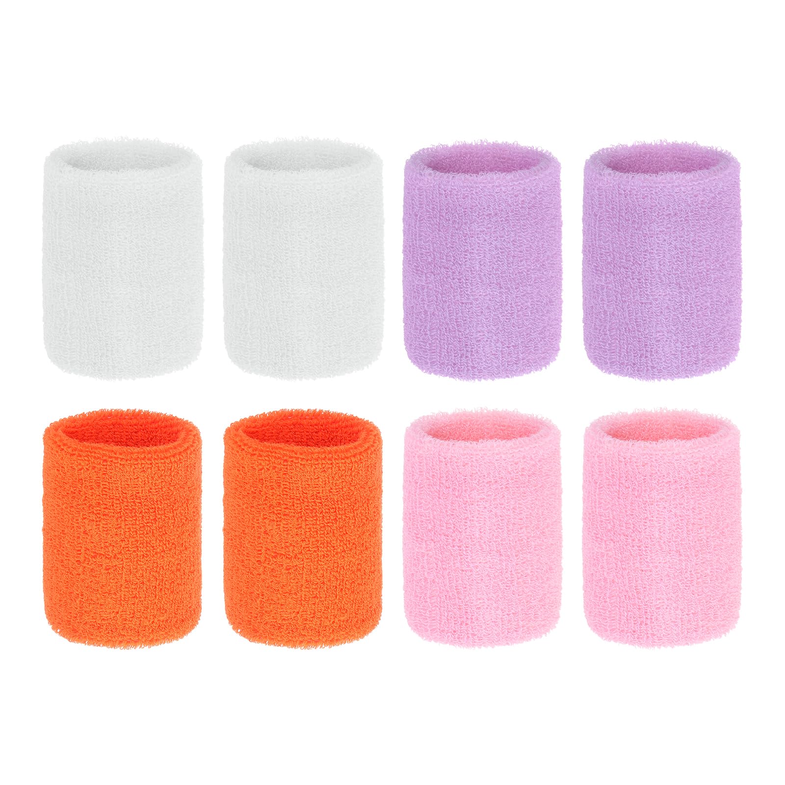 PATIKIL Wrist Sweatbands, 8 Pack Colorful Sports Wristbands Sweatbands Wrist for Tennis Badminton Basketball Football, Orange/Pink/Purple/White