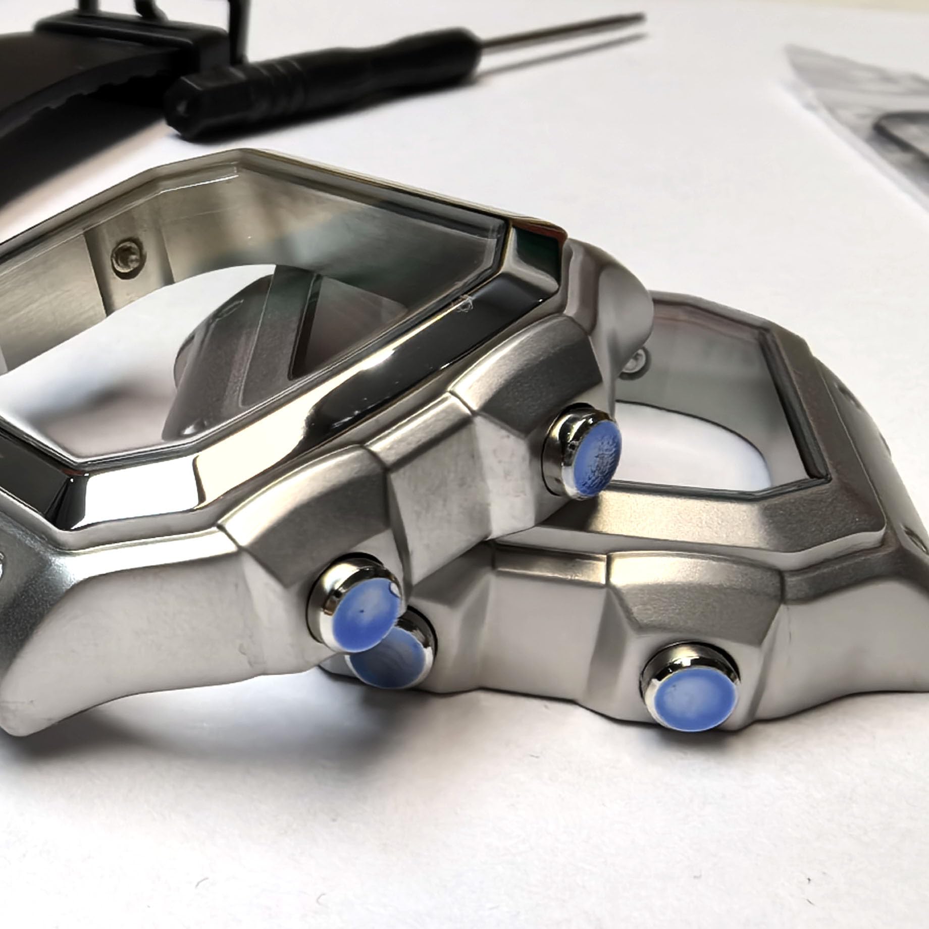 For AE-1200WH Watch steel Case ae1200 Mod kit Stainless Steel Watch metal case (case gloosy silver)