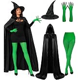 Brikabia Witch Costume for Women Halloween Cosplay with Hooded Cape Witch Hat Gloves Socks Cosplay Props Party Outfits