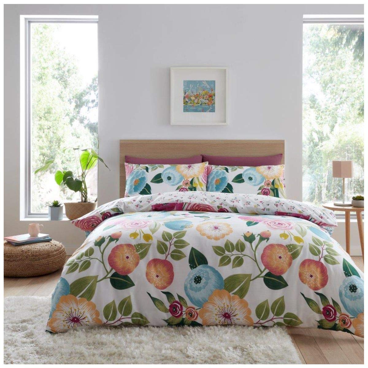 GC GAVENO CAVAILIA Luxury Polycotton Duvet Cover Double, Soft & Cosy Printed Reversible Bedding Quilt Set, Pink Bed Set