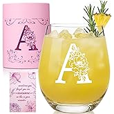 Personalized Wine Glasses for Women, Custom A-Z Initial Monogrammed Wine Glass, Customized Birthday, Wedding & Christmas Gifts for Her
