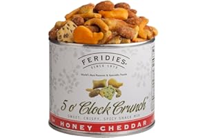 FERIDIES Honey Cheddar 5 O'Clock Crunch Gourmet Sweet and Spicy Snack Mix, 6oz Tin
