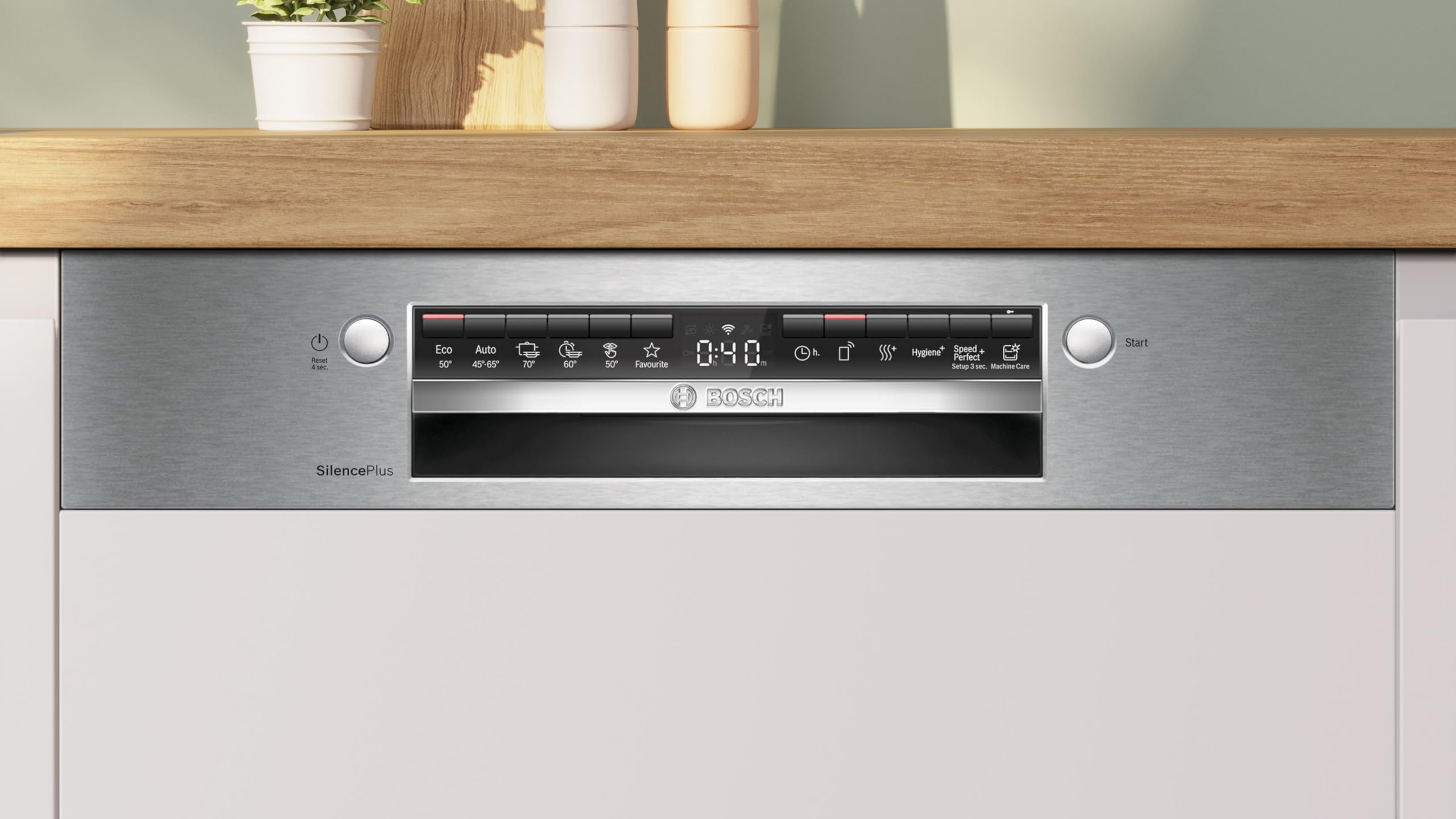 Bosch SMI4ECS32E, Serie 4, Smarter Geschirrspüler Teilintegriert 60 cm, Besteckschublade, Made in Germany Spülmaschine, extra Trocknen, starke Reinigung, sehr leise, Automatikprogramme, Edelstahl 3