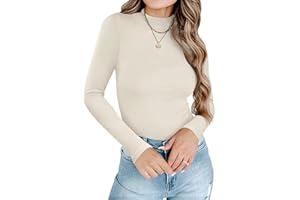 PINKMSTYLE Womens Double Lined Mock Neck Long Sleeve Tops Slim Fitted Thermal Underwear Fall Outfits