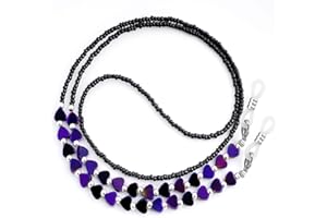 BILIONE Beaded Eyeglass Chain with Heart-shaped Shungite, Eye Glasses Holders Around Neck, Glasses Strap for Women