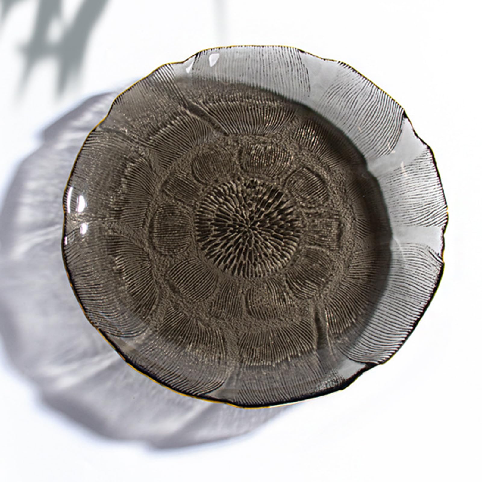 soulnioi Glass Crystal Fruit Plate, Clear Serving Plate, Lotu Shape Dinner Plate Multipurpose Tray Snack Candy Decorative Plate for Home Wedding Party - Grey