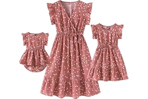 Focamia Mommy and Me Family Matching Outfits Women and Girls Stylish Dresses
