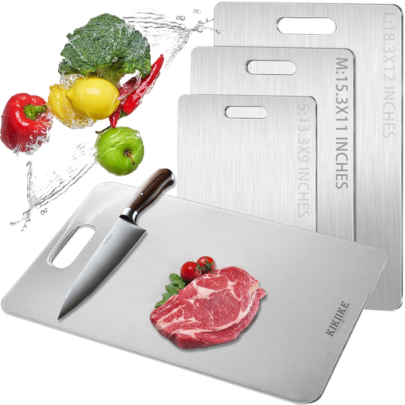 Photo 1 of Titanium Cutting Board 2025 New Upgrade 100% Pure Titanium Cutting Boards for Kitchen - Double-Sided Food-Grade Chopping Board Non-Stick Durable and easy to clean (15.3 x 11 in)