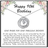 EPIRORA 30th 40th 50th 60th 70th 80th 90th 100th Birthday Gifts for Women, Heart Cubic Zirconia Pendant Circles Necklace for Her 30 40 50 60 70 80 90 100 Years Old Birthday Jewellery Gifts