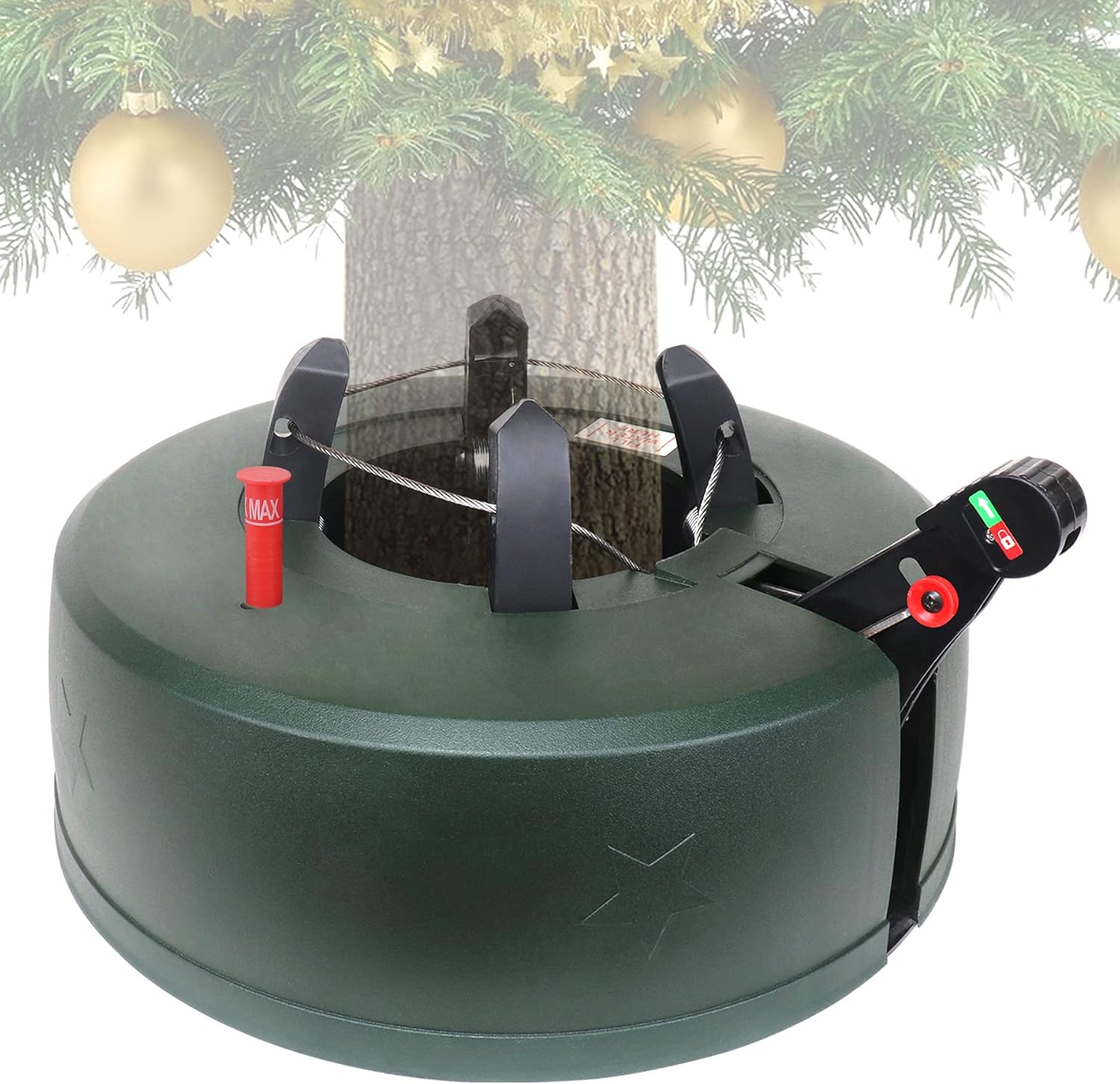 Tree Stands - Top Treasures Christmas Tree Stand with Water Reservoir and Fast Clamp - Fits up to 7ft Tree with 13.4 in Diameter