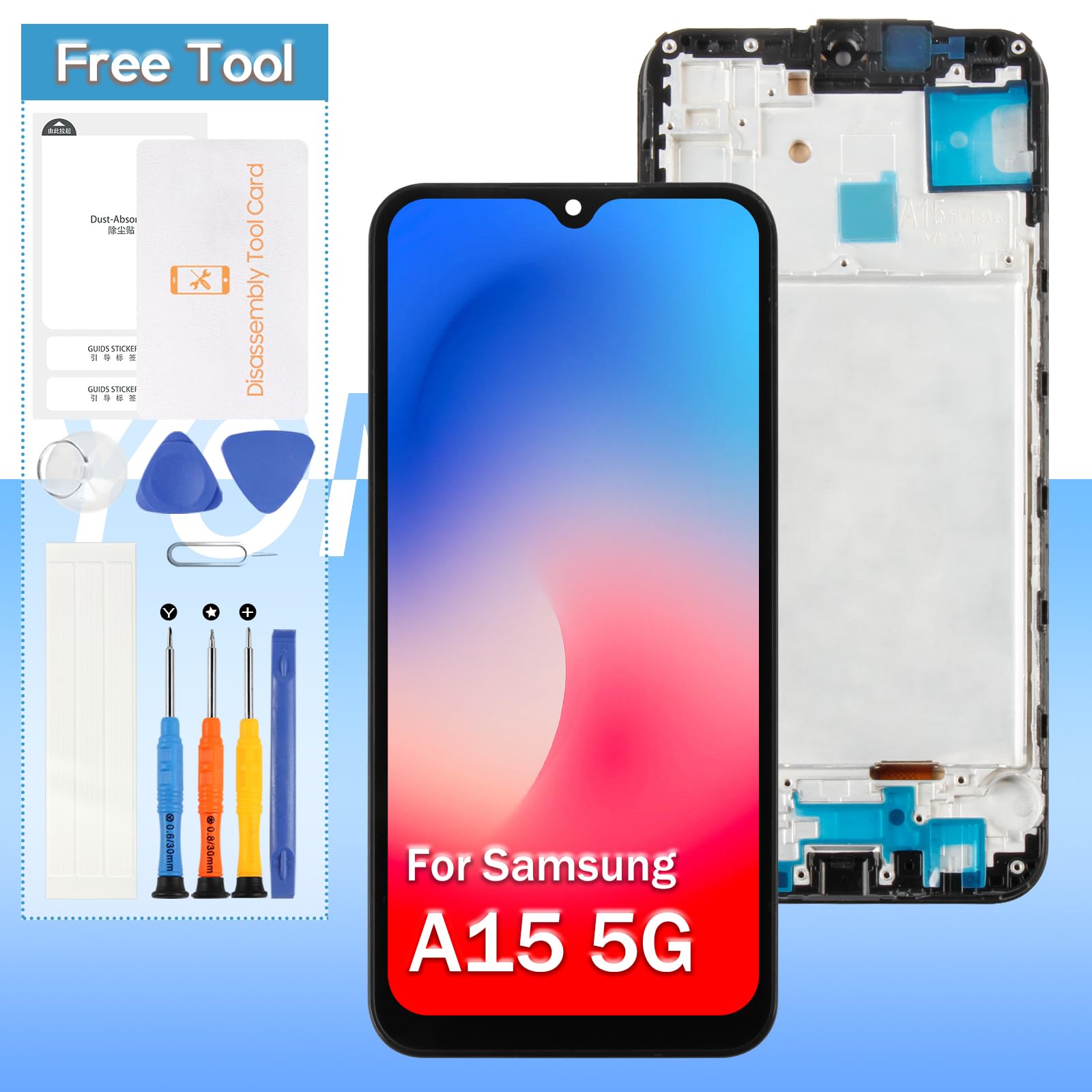 Photo 1 of Screen Replacement for Samsung Galaxy A15 5G,incell for Samsung A15 5G / A15 4G SM-A155 SM-A156 LCD Display Touch Digitizer Assembly(Black with Frame)