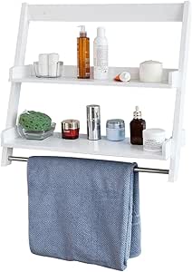 SoBuy FRG117-W,Estantería de Pared, Toalleros Repisa, Estantería de Baño de MDF, Blanco,ES