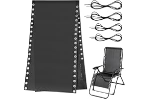OSTLTTYN Zero Gravity Chair Replacement Fabric with Bungee Cord Kit, 17 Inch Wide Repair Cloth with Replacement Cord for Anti Gravity Chairs Outdoor Recliner Patio Lounge Chair Lawn Beach Sling Chair, Black