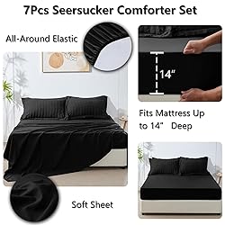 CozyLux Queen Seersucker Comforter Set with Sheets