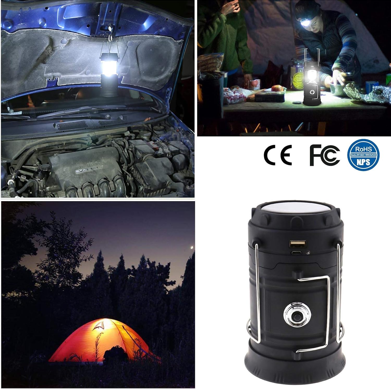 YINETTECH – Farol Solar LED para Camping, IPX45, Impermeable ...