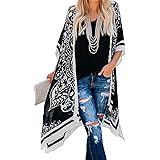 ROSKIKI Women Kimono Vintage Floral Beach Cover Up