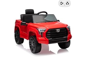 PALBY'S Ride on Truck Car, 12V Licensed Toyota Tundra Ride on Car w/Remote Control, Battery Powered Electric Car with4 Wheels Spring Suspension, 3 Speeds, LED Lights, Gift for 3+ Kids-Red