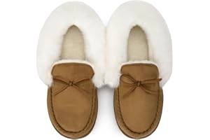 MERRIMAC Women's Moccasin Fuzzy Memory Foam House Slippers Indoor and Outdoor
