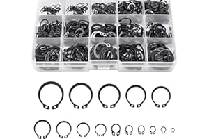 Snap Ring Set, 320PCS Snap Ring Shop Assortment Kit, Alloy Steel Circlip Snap External Retaining Rings, Black C Clips Rings S