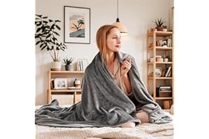 Eydna Electric Heated Blanket Queen Size 84"x 90", Dual Control Super Cozy Soft with 5 Heat Levels & 10 Hours Auto Off, Home Office Use & Machine Washable, Gray