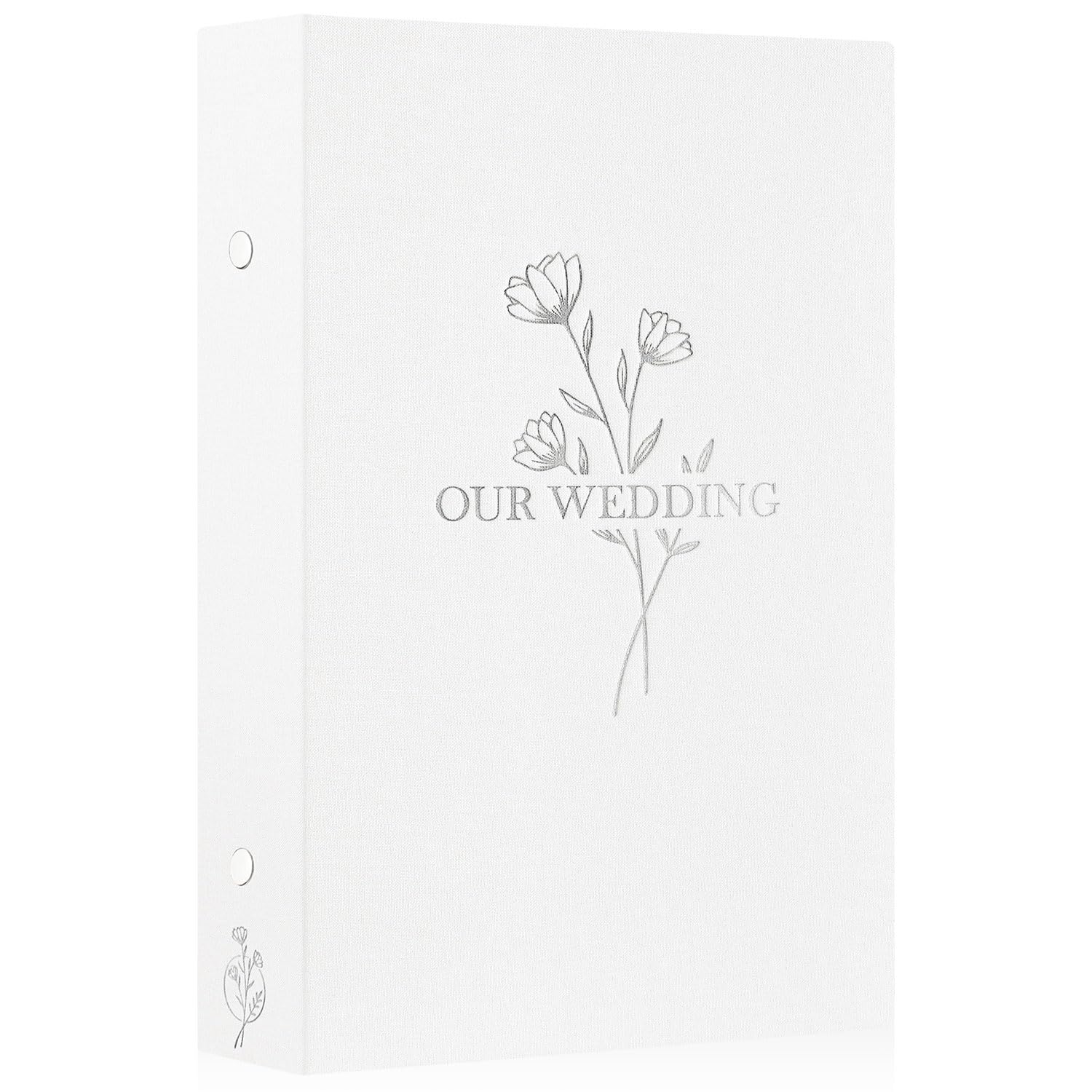 Lanpn Wedding Photo Album 6x4 300 Pocket Photos Slip in, Linen Cover Large Capacity Newlywed Marriage Album Hold 300 Horizontal Photos (Flower, White)