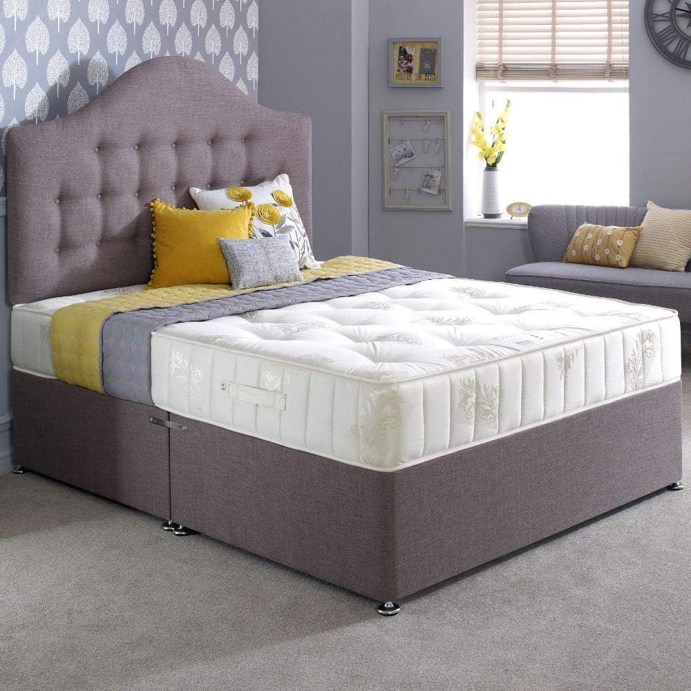 Slate Fabric Divan Bed Set, Happy Beds Ortho Classic Divan 6ft Super