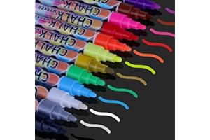 SAKEYR Liquid Erasable Chalk Markers Pens - 12 Colors Washable & Wet Erase Neon Makers for Blackboard, Chalkboard Signs, Glass Window, Graduation Celebration School Kids Art for Cars
