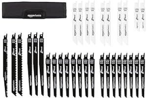 �鶹�� Basics Chromium Vanadium Steel Reciprocating Saw Blade Set with Organizer Pouch, Compatible For Plastic, 32-Pieces, Wh