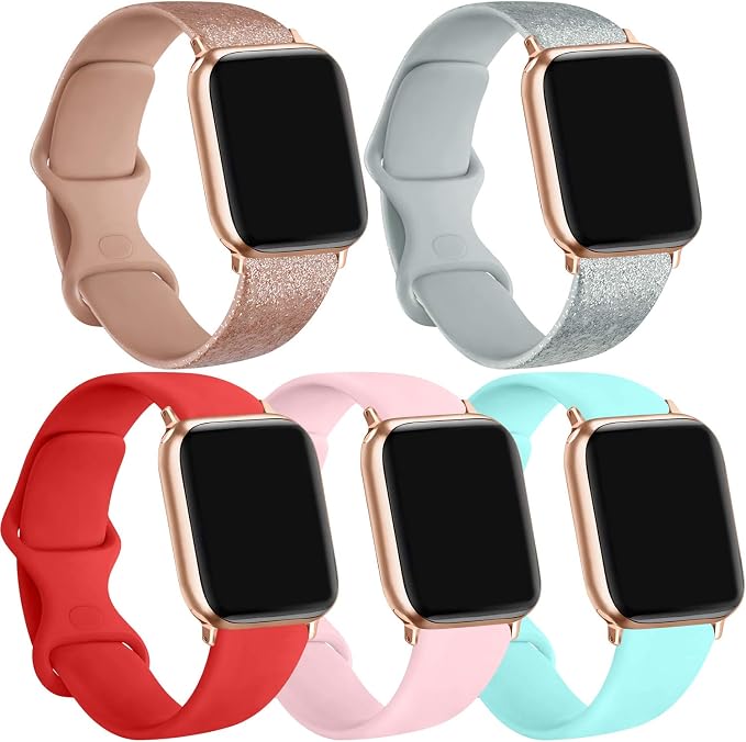 Juego de 5 correas deportivas para reloj, compatibles con Apple Watch de  1.49 pulgadas, 1.58 pulgadas, 1.65 pulgadas, 1.73 pulgadas (38 mm, 40 mm,  42 mm, 44 mm) correa de silicona suave compatible con iWatch Series 5 4 3 2  1 | Mercandu