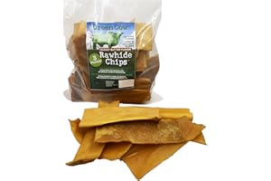 GreenCow Rawhide Chips Peanut Butter 3-Pound Bag - Premium Large Dog Rawhide Chews - Ideal for Agressive Chewers Dog Rawhide Treats - Durable Rawhide Bones for Large Dogs