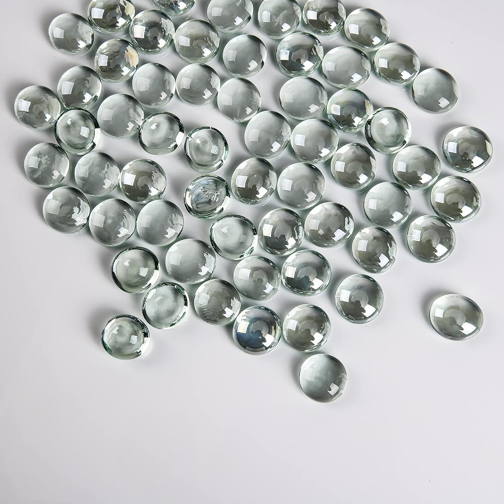 Hisredsun 290pcs Glass Pebbles 1.35kg Flat Marble Beads Vase Filler Stones