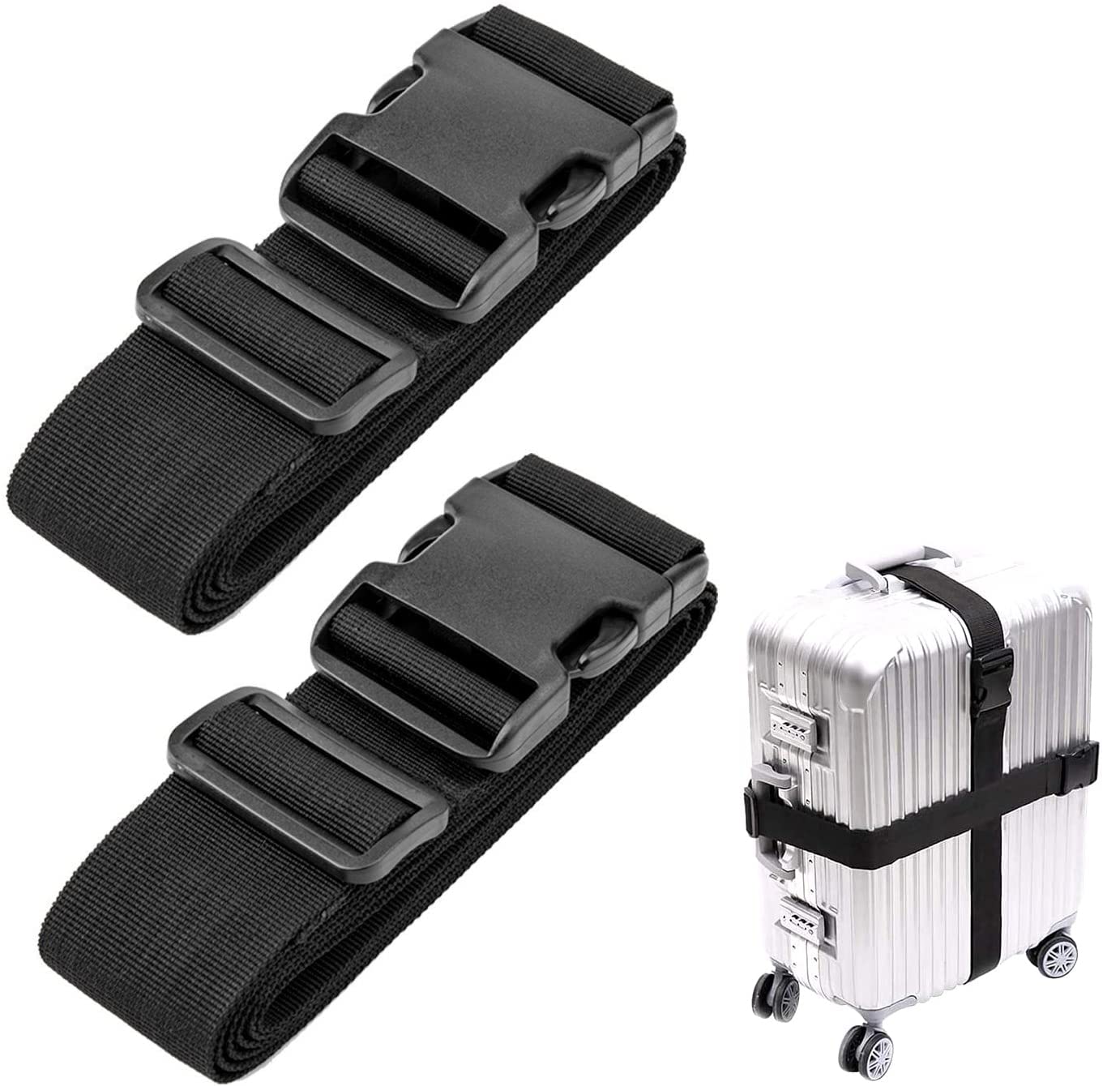 Bessy shop Luggage Straps,2 Pack Adjustable Luggage Straps Luggage Suitcase Straps Suitcase Belts for Travel Security, Handbags, Luggage, Totes, Carts(195cm x 5cm)