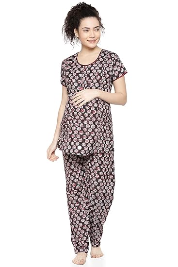 Womens Maternity Nightsuit Set with Feeding Option
