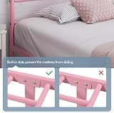 Yaheetech 3ft Single Bed Metal Slatted Frame Cloud Headboard Pink view 6