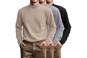 Riyiper 3 Pcs Plus Size Men's Mock Turtleneck Shirt Long Sleeve Turtleneck Pullover Casual Undershirt Basic Base Layer