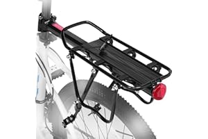 FORTOP Adjustable Bike Luggage Touring Carrier Rear - Durable, Lightweight Bike Rack for Secure Cargo Transport fit Most Bicycle 110 lbs Universal Black Cycling Equipment Stand Footstock with Reflective Logo