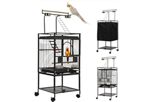 SINOPET 51" Small Bird Cage with Stand,Parakeet Cage, Parrot cage with Parakeet Toys, Bird Cage Accessories,Birdcage Covers for Lovebirds Cockatiel Conure Finch Canary Budgie