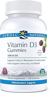 Nordic Naturals Pro Vitamin D3 Gummies, Wild Berry - 1000 IU Vitamin D3-120 Gummies - Great Taste - Healthy Bones, Mood &amp; Immune System Function - Non-GMO - 120 Servings