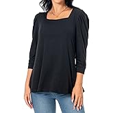 AxByCzD Womens 3/4 Sleeve Blouses Tops Square Neck Trendy Dressy Casual Shirts