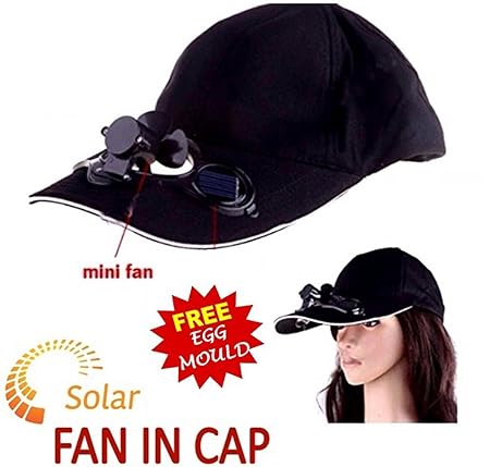 VOLTAC Solar Power Air Fan Hat Peak Cap Sunhat for Outdoor Camping with free stainless steel Egg Mould (Multicolour)