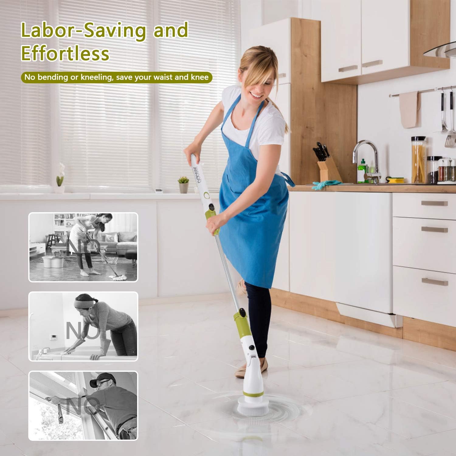 Electric Spin Scrubber Upgraded Power Scrubber 360 Cordless Tub and Tile Scrubber with 4 Replaceable Shower Scrubber Brush Heads, 1 Extension Arm for Cleaning Bathroom, Floor, Wall, Kitchen, Tub, Tile: Home & Kitchen