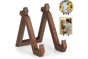 ANBOXIT Wooden Plate Holder Display Stand, 6 Inch Decorative Picture Frame Photo Stand