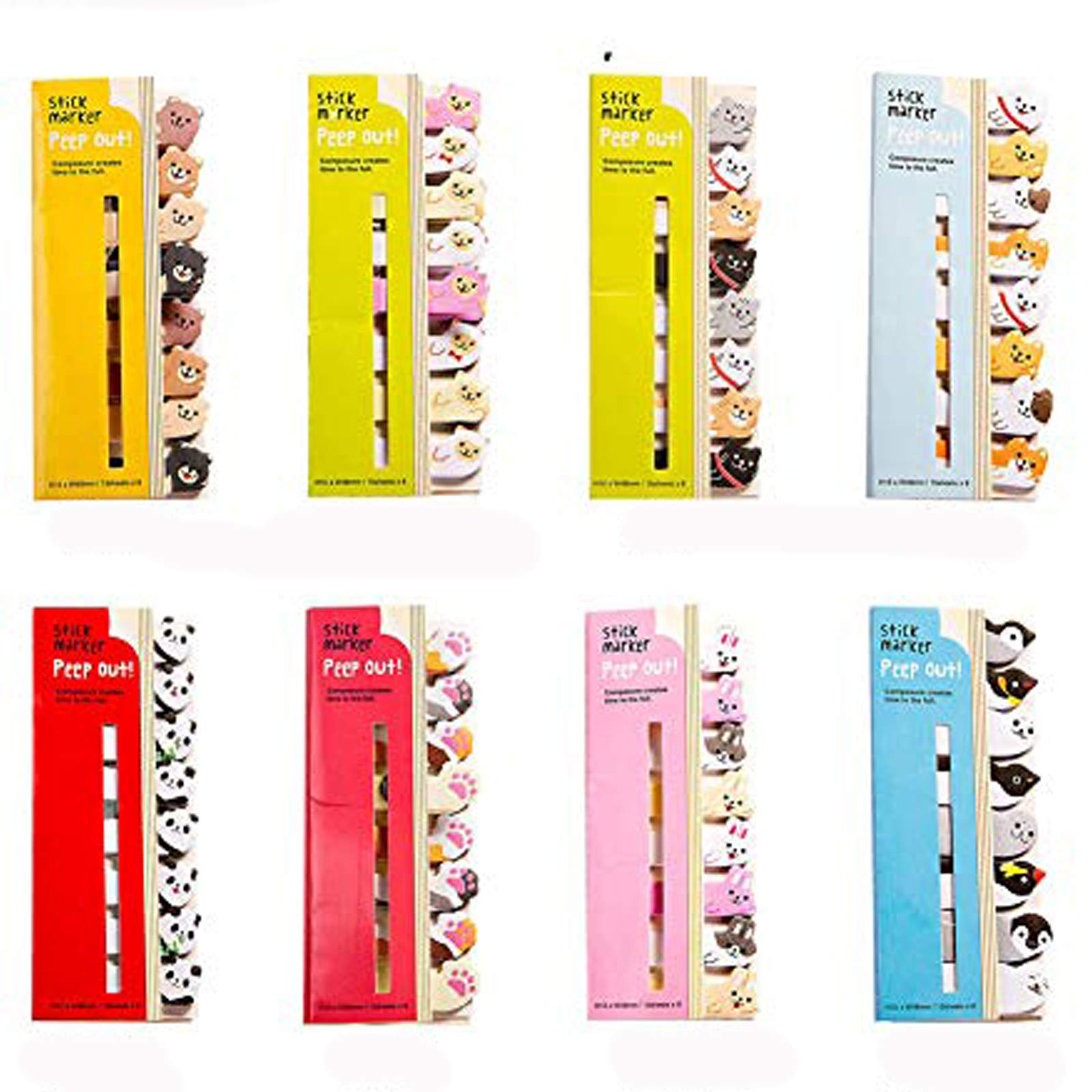 Cute Sticky Notes, Bebester Sticker Bookmarks Memo Pad Sticky Cartoon Animals Notepaper Sticky Notes Page Flags Self-Stick Tab Bookmark Marker Pad Office School Supplies (8PCS)