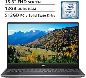 Dell Vostro 7590 15.6" Full HD Screen Laptop, Intel Core i7-9750H Up to 4.5GHz, NVIDIA GeForce GTX 1050, 12GB DDR4 RAM, 512GB PCIe SSD, Wireless-AC, HDMI, USB Type-C, USB 3.1, Windows 10 Pro, Gray