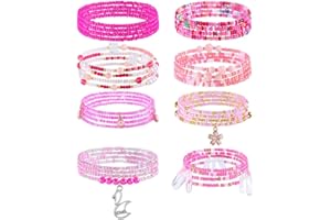 ELABEST 24-47inch African Waist Beads for Women 8Pcs Elastic Belly Beads Colorful Beaded Waist Jewelry Accessories Body Chain