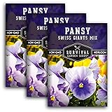 Survival Garden Seeds - Swiss Giant Mix Pansy Seed