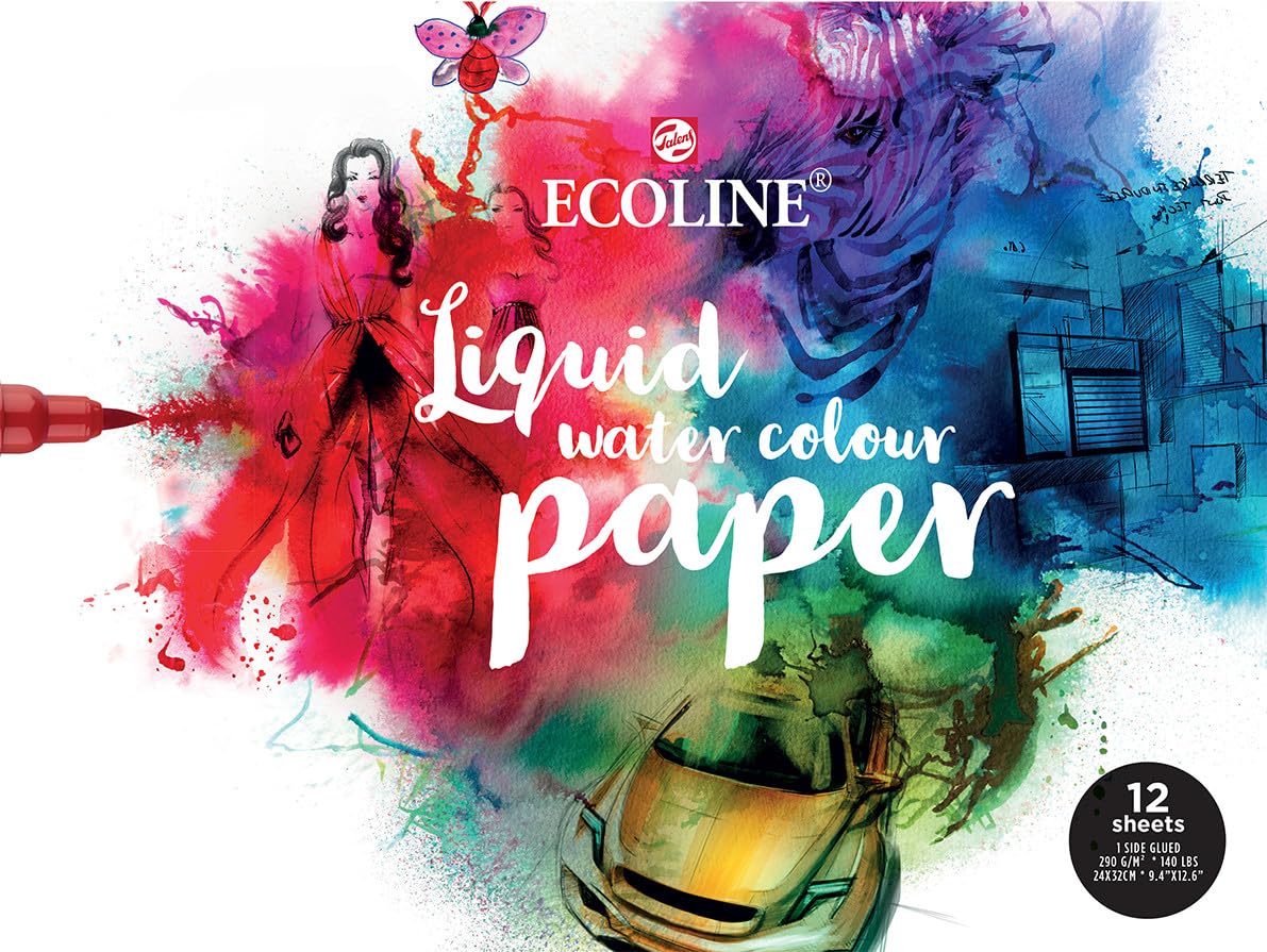 Ecoline Liquid Watercolour Paper Pad, 140lb. Cold Press, 12-Sheets, 9.4" x 12.6"